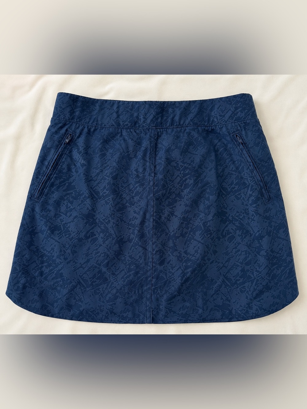 Orvis Blue Patterned Athletic Skort Skirt Built In Shorts Zip Pockets Medium